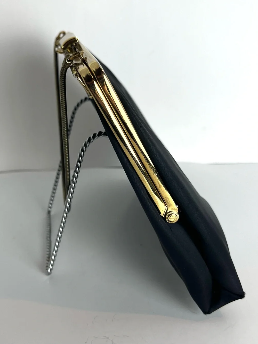 Classic vintage Black Evening Handbag with Gold Tone Trim